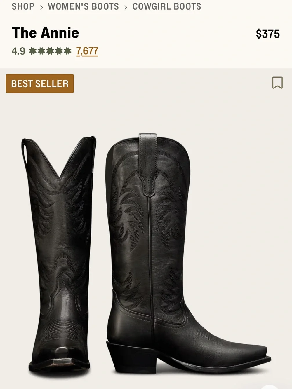Tecovas The Annie Black Leather Cowboy Boots